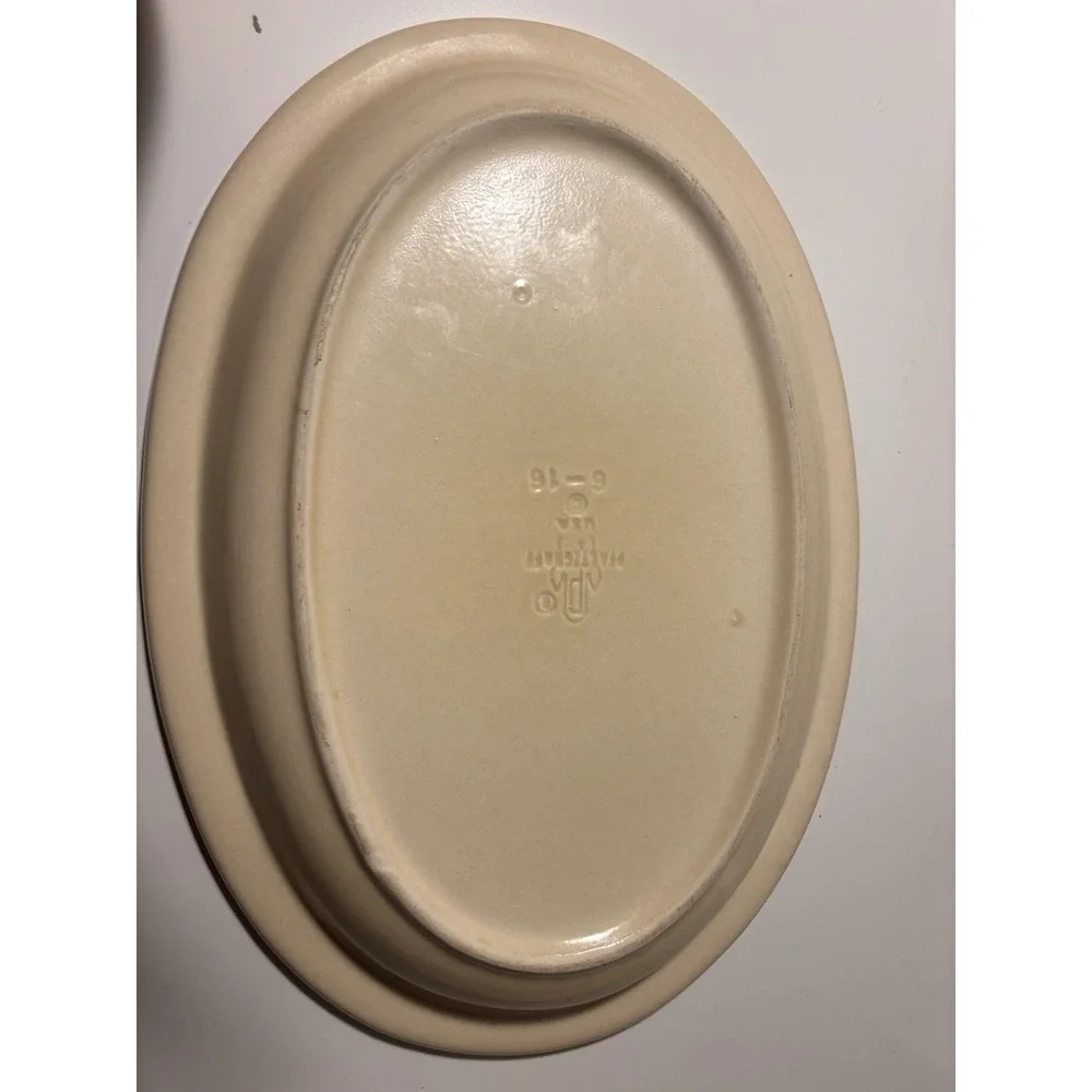 Pfaltzgraff Village Oval Stoneware Platter Floral Vintage 6-16 Beige Brown